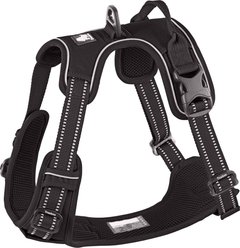 Chai's Choice Premium Outdoor Adventure 3M Polyester Reflective Front Clip Dog Harness, Black, Large: 27 to 32-in chest