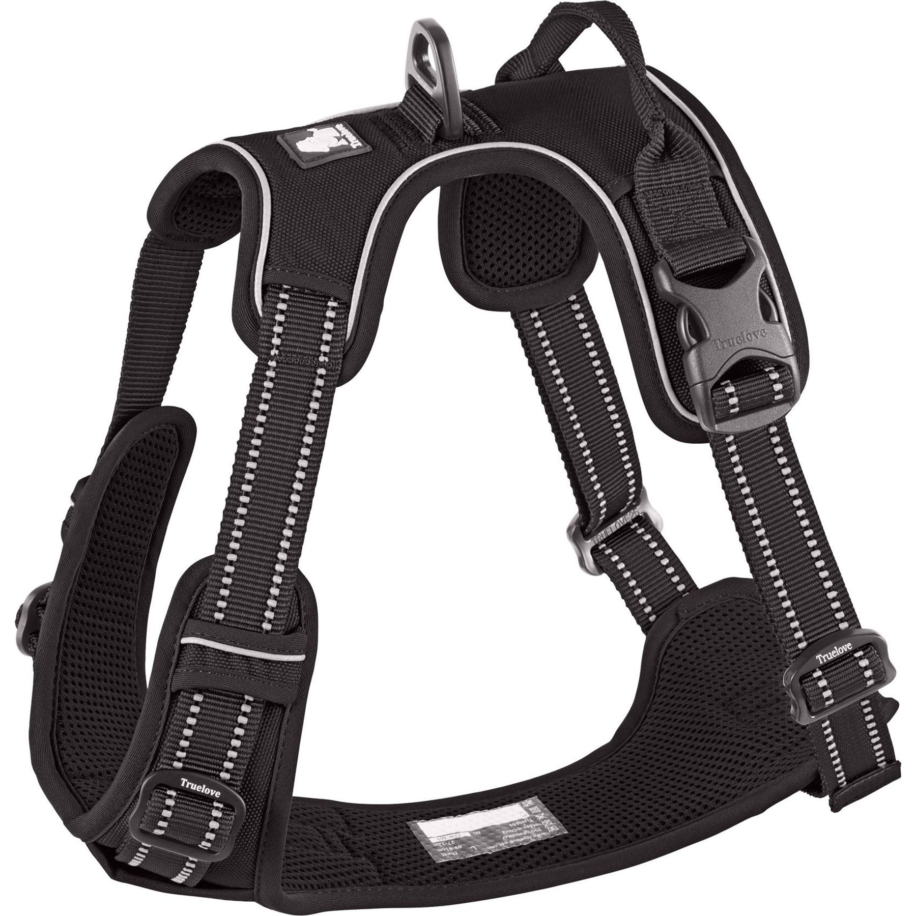 Chai's Choice Premium Outdoor Adventure 3M Polyester Reflective Front Clip Dog Harness, Black, Large: 27 to 32-in chest