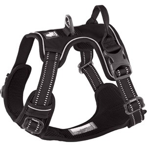 Chai's Choice Premium Outdoor Adventure 3M Polyester Reflective Front Clip Dog Harness, Black, Medium: 22 to 27-in chest