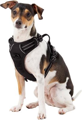 Show full view: Chai's Choice Premium Outdoor Adventure 3M Polyester Reflective Front Clip Dog Harness, Black, Small: 17 to 22-in chest slide 4 of 13