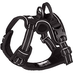 Chai's Choice Premium Outdoor Adventure 3M Polyester Reflective Front Clip Dog Harness, Black, X-Small: 13 to 17-in chest