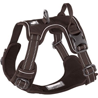 Chai's Choice Chai's Choice Premium Outdoor Adventure 3M Polyester Reflective Front Clip Dog Harness, Chocolate, Medium: 22 to 27-in chest