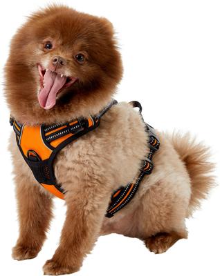 Show full view: Chai's Choice Premium Outdoor Adventure 3M Polyester Reflective Front Clip Dog Harness, Orange, Medium: 22 to 27-in chest slide 3 of 12