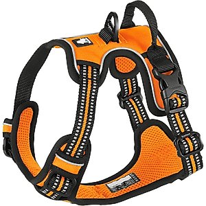 Chai's Choice Premium Outdoor Adventure 3M Polyester Reflective Front Clip Dog Harness, Orange, Small: 17 to 22-in chest