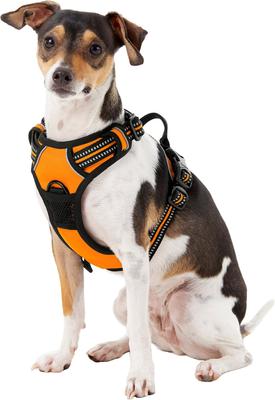 Show full view: Chai's Choice Premium Outdoor Adventure 3M Polyester Reflective Front Clip Dog Harness, Orange, Small: 17 to 22-in chest slide 3 of 12