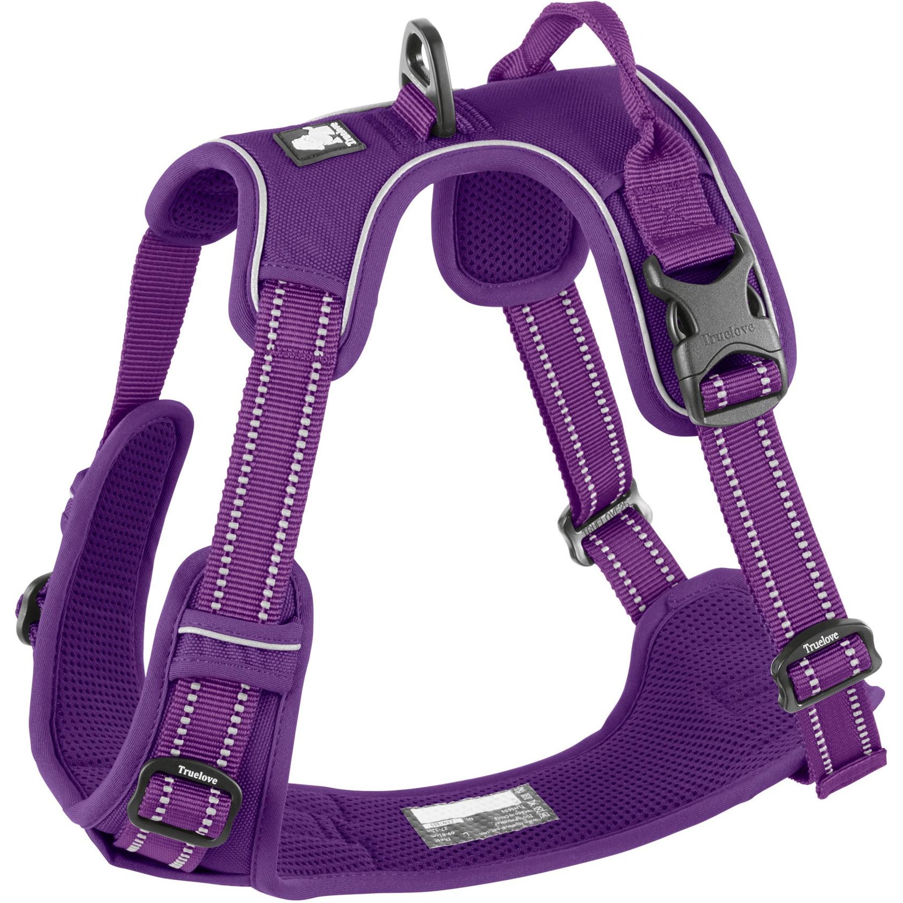 Chai's Choice Premium Outdoor Adventure 3M Polyester Reflective Front Clip Dog Harness, Purple, Large: 27 to 32-in chest