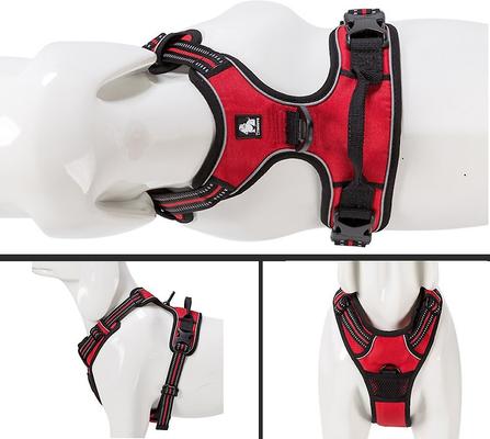 Show full view: Chai's Choice Premium Outdoor Adventure 3M Polyester Reflective Front Clip Dog Harness, Red, Medium: 22 to 27-in chest slide 5 of 12