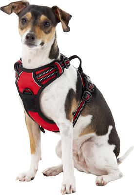 Show full view: Chai's Choice Premium Outdoor Adventure 3M Polyester Reflective Front Clip Dog Harness, Red, Small: 17 to 22-in chest slide 4 of 13