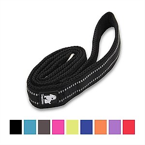 Chai's Choice Premium Outdoor Adventure Padded 3M Polyester Reflective Dog Leash, Black, 3.6-ft long, 1-in wide