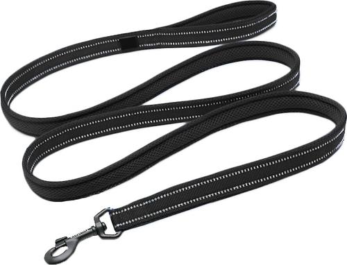 Show full view: Chai's Choice Premium Outdoor Adventure Padded 3M Polyester Reflective Dog Leash, Black, 3.6-ft long, 1-in wide slide 3 of 7