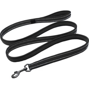 Chai's Choice Premium Outdoor Adventure Padded 3M Polyester Reflective Dog Leash, Black, 3.6-ft long, 4/5-in wide