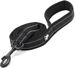 Chai's Choice Premium Outdoor Adventure Padded 3M Polyester Reflective Dog Leash, Black, 6.5-ft long, 4/5-in wide