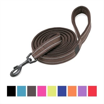 Chai's Choice Chai's Choice Premium Outdoor Adventure Padded 3M Polyester Reflective Dog Leash, Chocolate, 6.5-ft long, 4/5-in wide