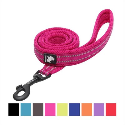 Chai's Choice Chai's Choice Premium Outdoor Adventure Padded 3M Polyester Reflective Dog Leash, Fuchsia, 3.6-ft long, 1-in wide