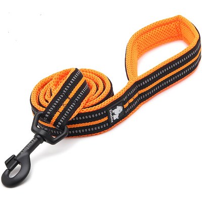 Chai's Choice Chai's Choice Premium Outdoor Adventure Padded 3M Polyester Reflective Dog Leash, Orange, 6.5-ft long, 1-in wide