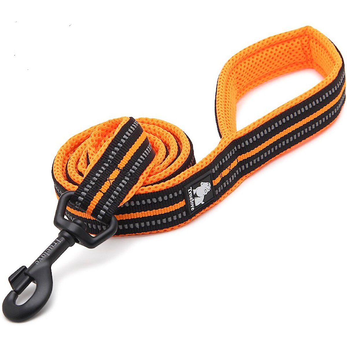 Chai's Choice Premium Outdoor Adventure Padded 3M Polyester Reflective Dog Leash, Orange, 6.5-ft long, 4/5-in wide