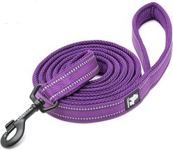 Chai's Choice Premium Outdoor Adventure Padded 3M Polyester Reflective Dog Leash, Purple, 6.5-ft long, 1-in wide