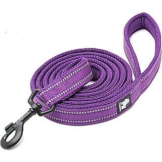 Chai's Choice Premium Outdoor Adventure Padded 3M Polyester Reflective Dog Leash, Purple, 6.5-ft long, 1-in wide slide 1 of 4
