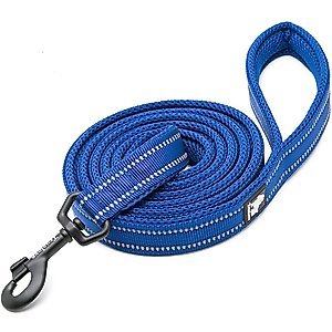 Chai's Choice Premium Outdoor Adventure Padded 3M Polyester Reflective Dog Leash, Royal Blue, 6.5-ft long, 4/5-in wide