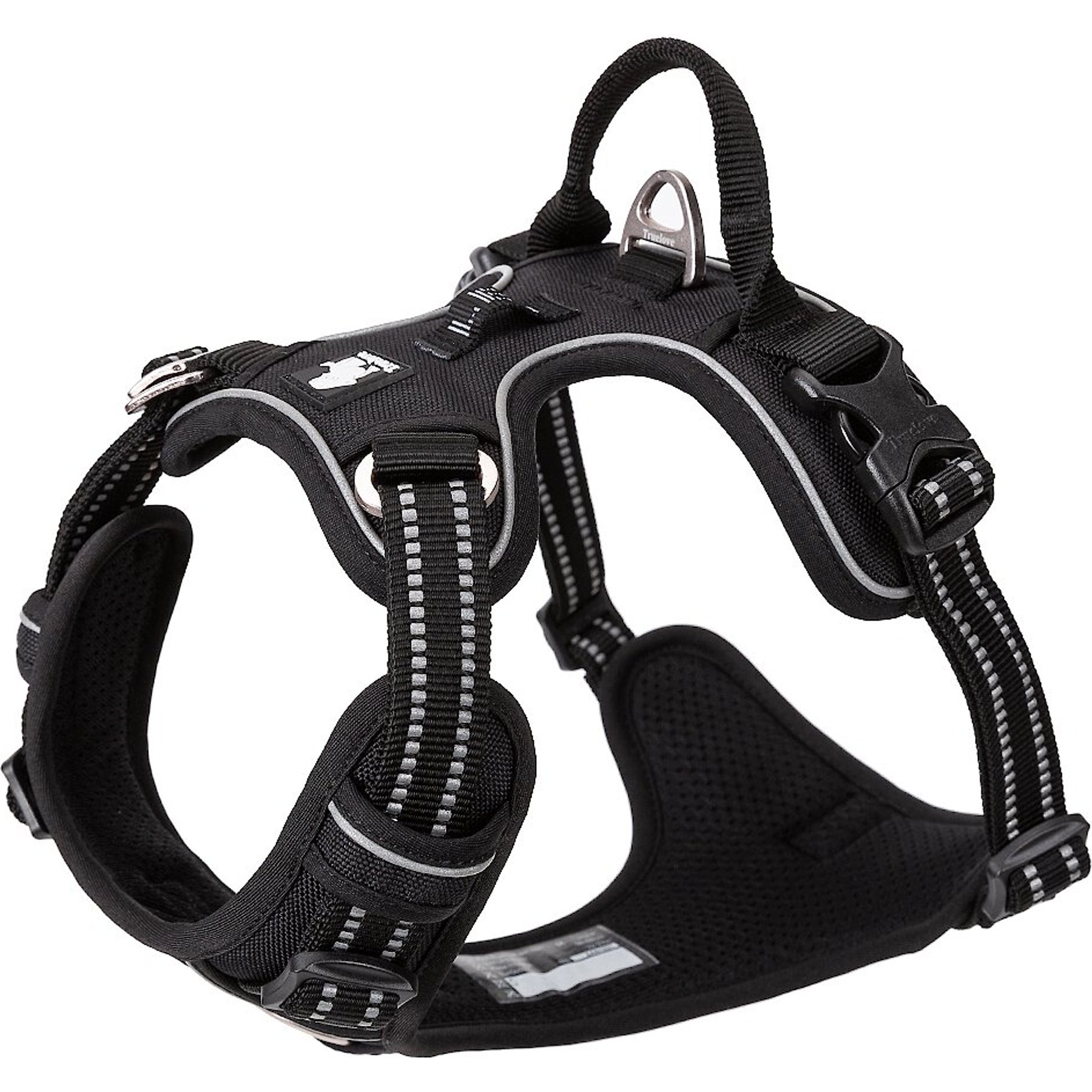 Chai's Choice Premium Quick Release Outdoor Adventure 3M Polyester Reflective Front Clip Dog Harness, Large, Black