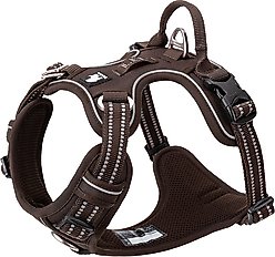 Chai's Choice Premium Quick Release Outdoor Adventure 3M Polyester Reflective Front Clip Dog Harness, Large, Chocolate