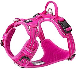 Chai's Choice Premium Quick Release Outdoor Adventure 3M Polyester Reflective Front Clip Dog Harness, Large, Fuchsia