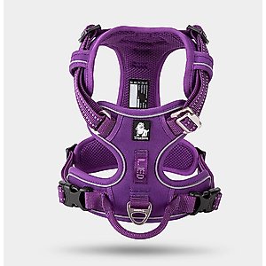 Chai's Choice Premium Quick Release Outdoor Adventure 3M Polyester Reflective Front Clip Dog Harness, Large, Purple
