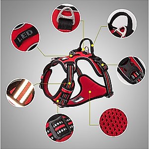 Chai's Choice Premium Quick Release Outdoor Adventure 3M Polyester Reflective Front Clip Dog Harness, Large, Purple