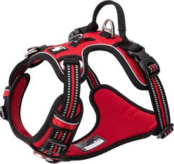 Chai's Choice Premium Quick Release Outdoor Adventure 3M Polyester Reflective Front Clip Dog Harness, Large, Red