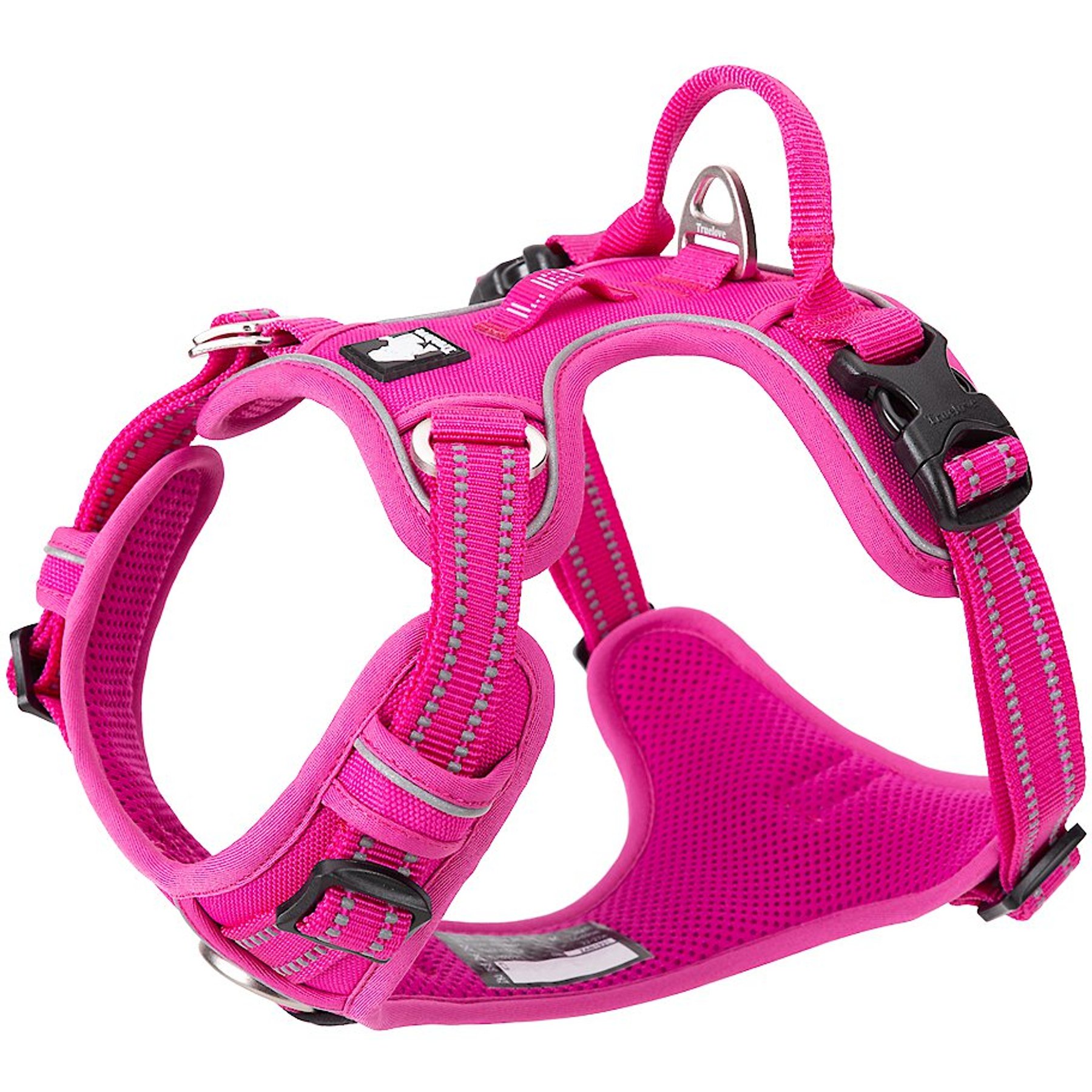 Chai's Choice Premium Quick Release Outdoor Adventure 3M Polyester Reflective Front Clip Dog Harness, Medium, Fuchsia