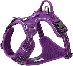 Chai's Choice Premium Quick Release Outdoor Adventure 3M Polyester Reflective Front Clip Dog Harness, Medium, Purple
