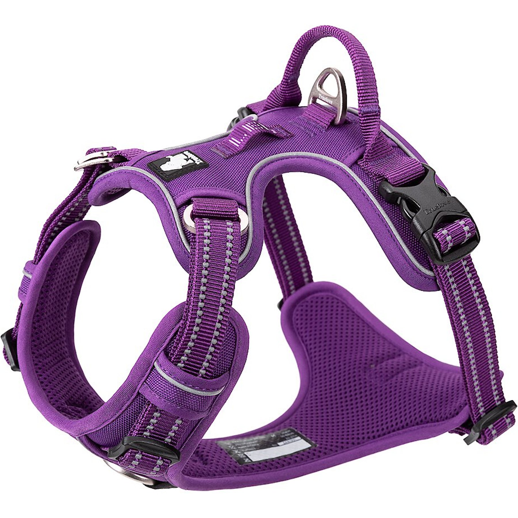 Chai's Choice Premium Quick Release Outdoor Adventure 3M Polyester Reflective Front Clip Dog Harness, Medium, Purple