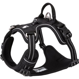Chai's Choice Premium Quick Release Outdoor Adventure 3M Polyester Reflective Front Clip Dog Harness, Small, Black