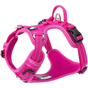 Chai's Choice Premium Quick Release Outdoor Adventure 3M Polyester Reflective Front Clip Dog Harness, X-Large, Fuchsia