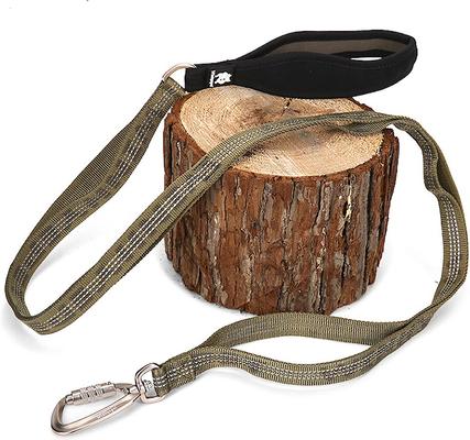 Show full view: Chai's Choice Premium Trail Runner Multi Handle Heavy Duty Training Polyester Reflective Dog Leash, Army Green, Large: 4.5-ft long, 1-in wide slide 4 of 7