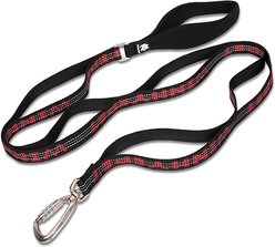 Chai's Choice Premium Trail Runner Multi Handle Heavy Duty Training Polyester Reflective Dog Leash, Black/Red, Large: 4.5-ft long, 1-in wide