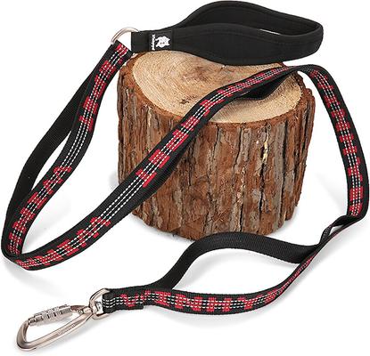 Show full view: Chai's Choice Premium Trail Runner Multi Handle Heavy Duty Training Polyester Reflective Dog Leash, Black/Red, Large: 4.5-ft long, 1-in wide slide 3 of 7