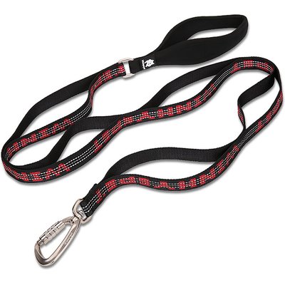 Chai's Choice Chai's Choice Premium Trail Runner Multi Handle Heavy Duty Training Polyester Reflective Dog Leash, Black/Red, Medium: 4.5-ft long, 4/5-in wide
