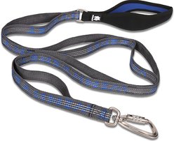 Chai's Choice Premium Trail Runner Multi Handle Heavy Duty Training Polyester Reflective Dog Leash, Blue/Gray, Large: 4.5-ft long, 1-in wide