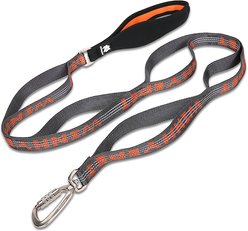 Chai's Choice Premium Trail Runner Multi Handle Heavy Duty Training Polyester Reflective Dog Leash, Gray/Orange, Large: 4.5-ft long, 1-in wide