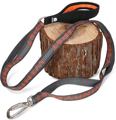 Show full view: Chai's Choice Premium Trail Runner Multi Handle Heavy Duty Training Polyester Reflective Dog Leash, Gray/Orange, Large: 4.5-ft long, 1-in wide slide 3 of 7