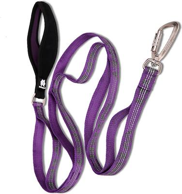 Show full view: Chai's Choice Premium Trail Runner Multi Handle Heavy Duty Training Polyester Reflective Dog Leash, Purple, Large: 4.5-ft long, 1-in wide slide 2 of 7