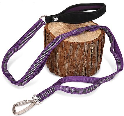 Show full view: Chai's Choice Premium Trail Runner Multi Handle Heavy Duty Training Polyester Reflective Dog Leash, Purple, Large: 4.5-ft long, 1-in wide slide 3 of 7