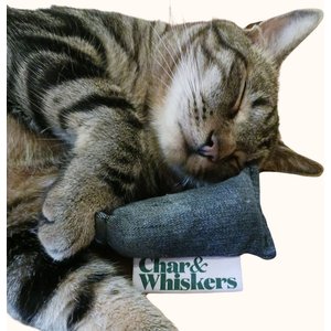Char and Whiskers Denim Nugget Catnip Plush Cat Toy, Blue