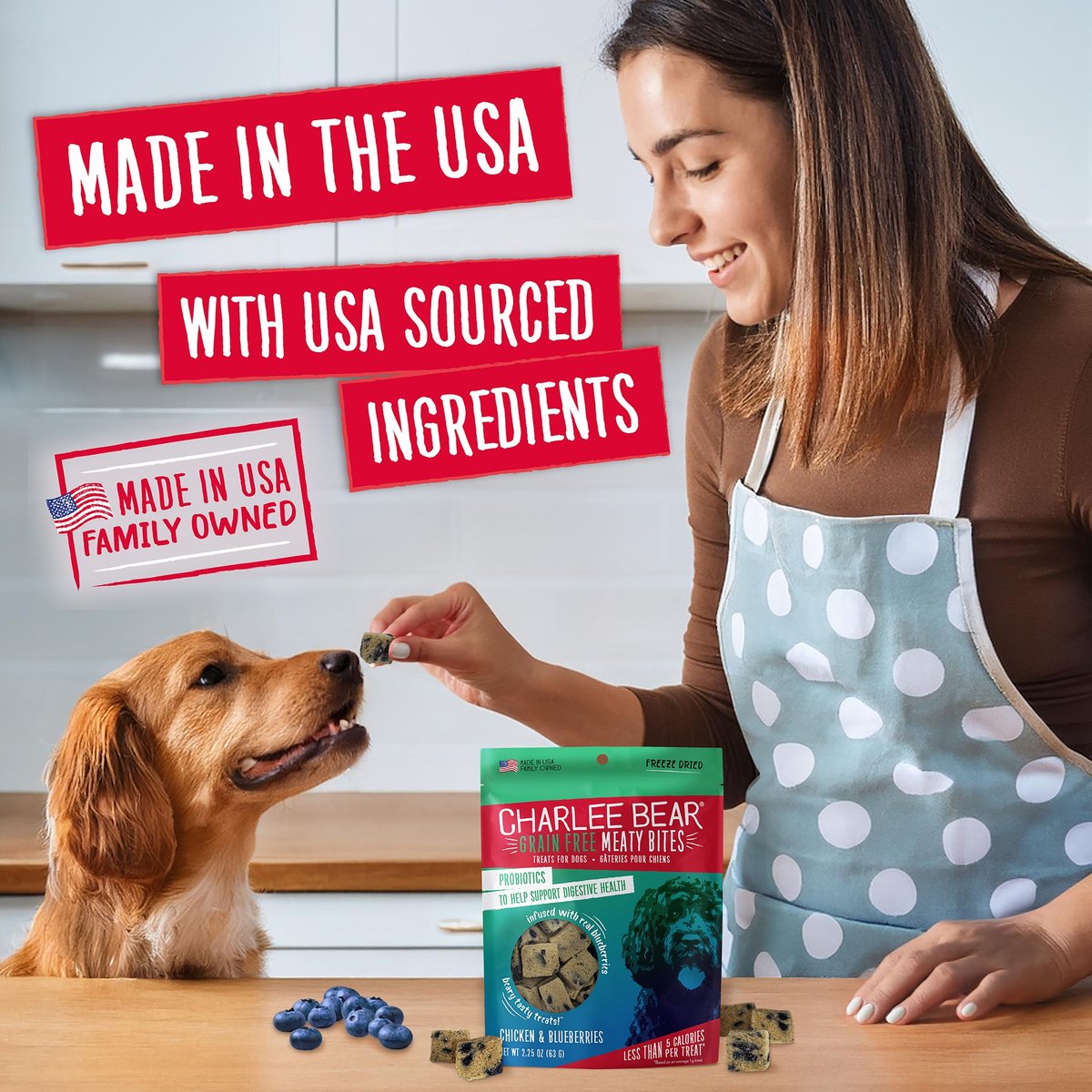 Charlee Bear Necessities Freeze-Dried Chicken Recipe Digestive Health Support Grain-Free Dog Food Topper