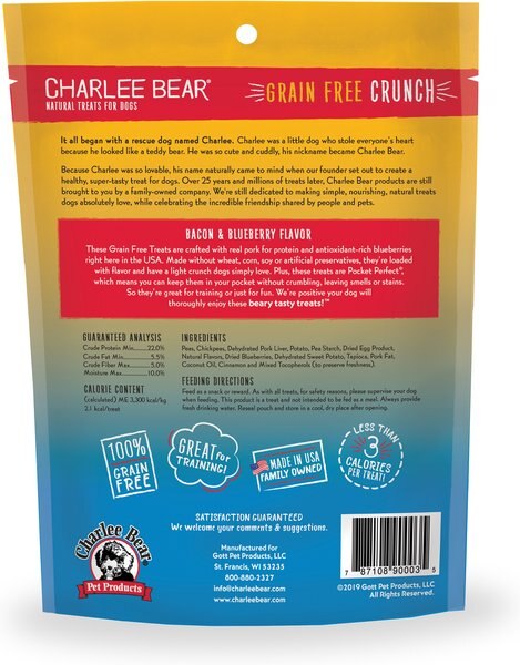 Charlee Bear Natural Bear Crunch Grain-Free Bacon & Blueberry Dog Treats