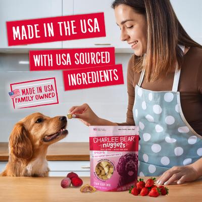 Show full view: Charlee Bear Nuggets Strawbeary Swirl Crunchy Dog Treats, 6-oz bag slide 6 of 11