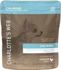 Charlotte's Web Chicken Flavored Chew Calming Full Spectrum Hemp Extract Health Supplement for Dogs, 30 count