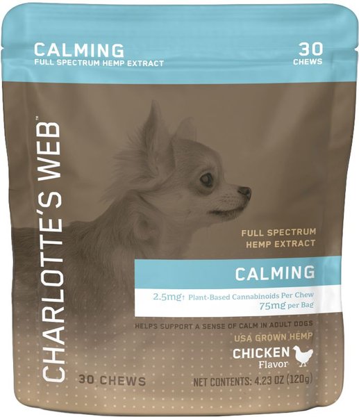 Show full view: Charlotte's Web Chicken Flavored Chew Calming Full Spectrum Hemp Extract Health Supplement for Dogs, 30 count slide 1 of 3