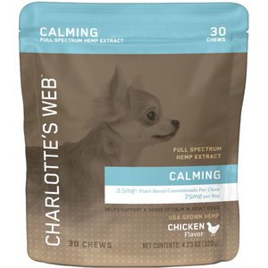 Charlotte's Web Chicken Flavored Chew Calming Full Spectrum Hemp Extract Health Supplement for Dogs, 30 count